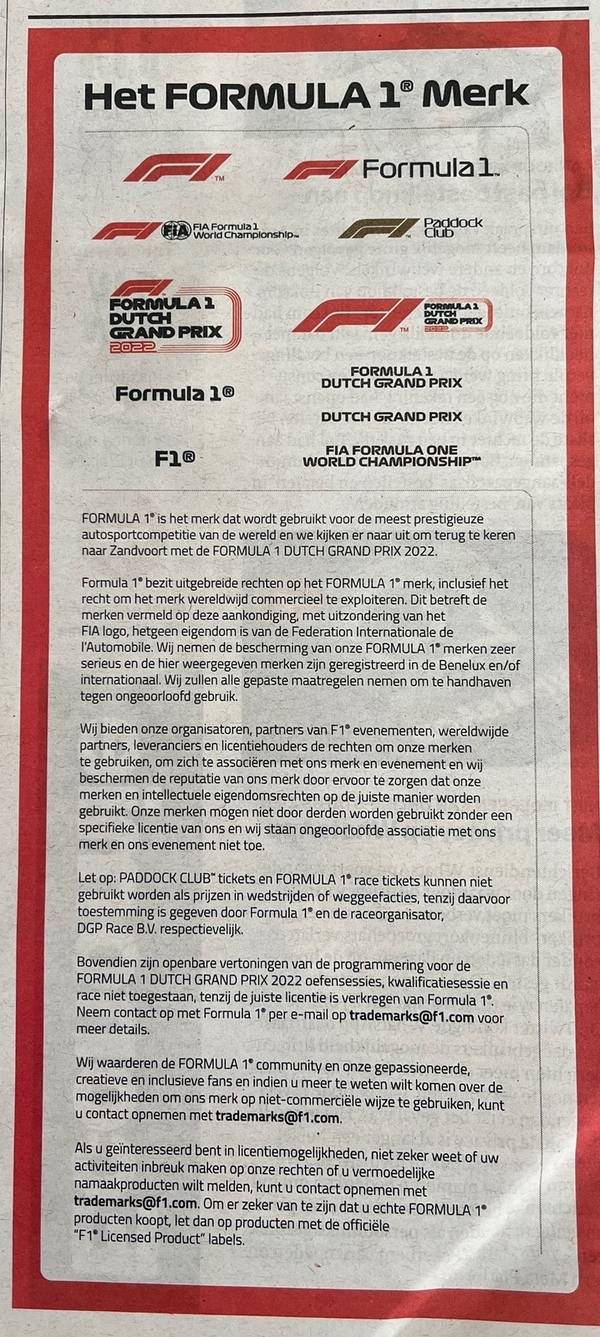 Serieus aandacht voor de Formule 1 merken